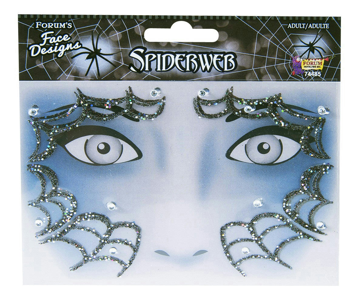 Glitter Rhinestone Spiderweb Face Design Art Self Adhesive Stickers Decor Makeup