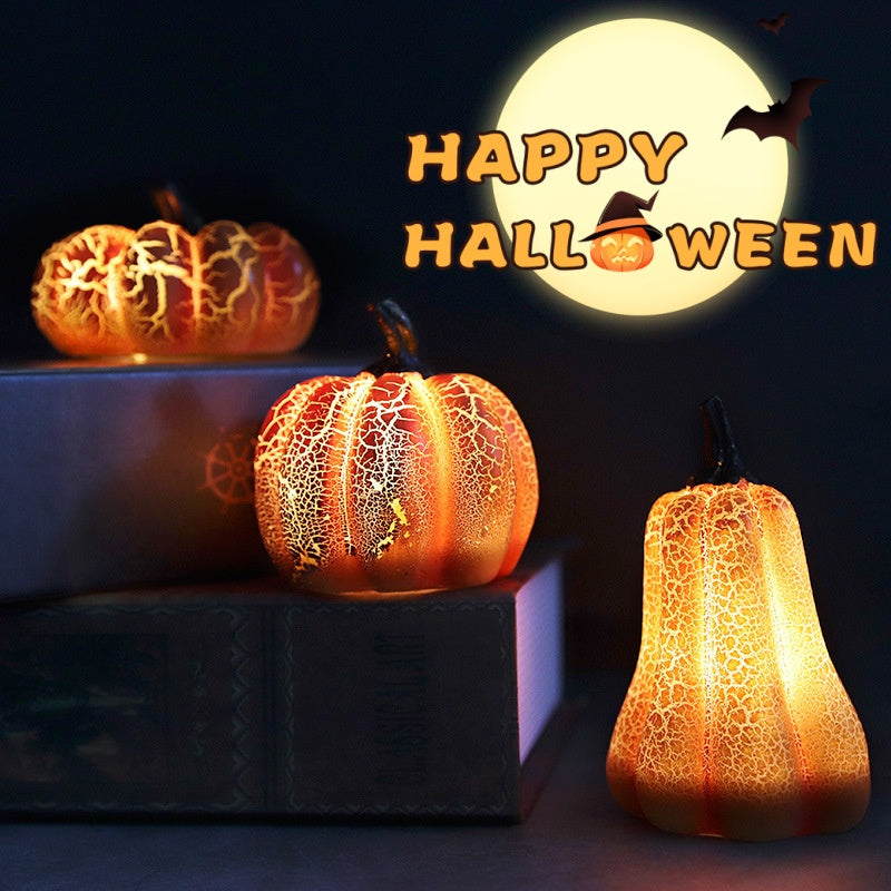 New Halloween Pumpkin Lantern Simulation Pumpkin LED Candle Lamp Resin Luminous Pumpkin